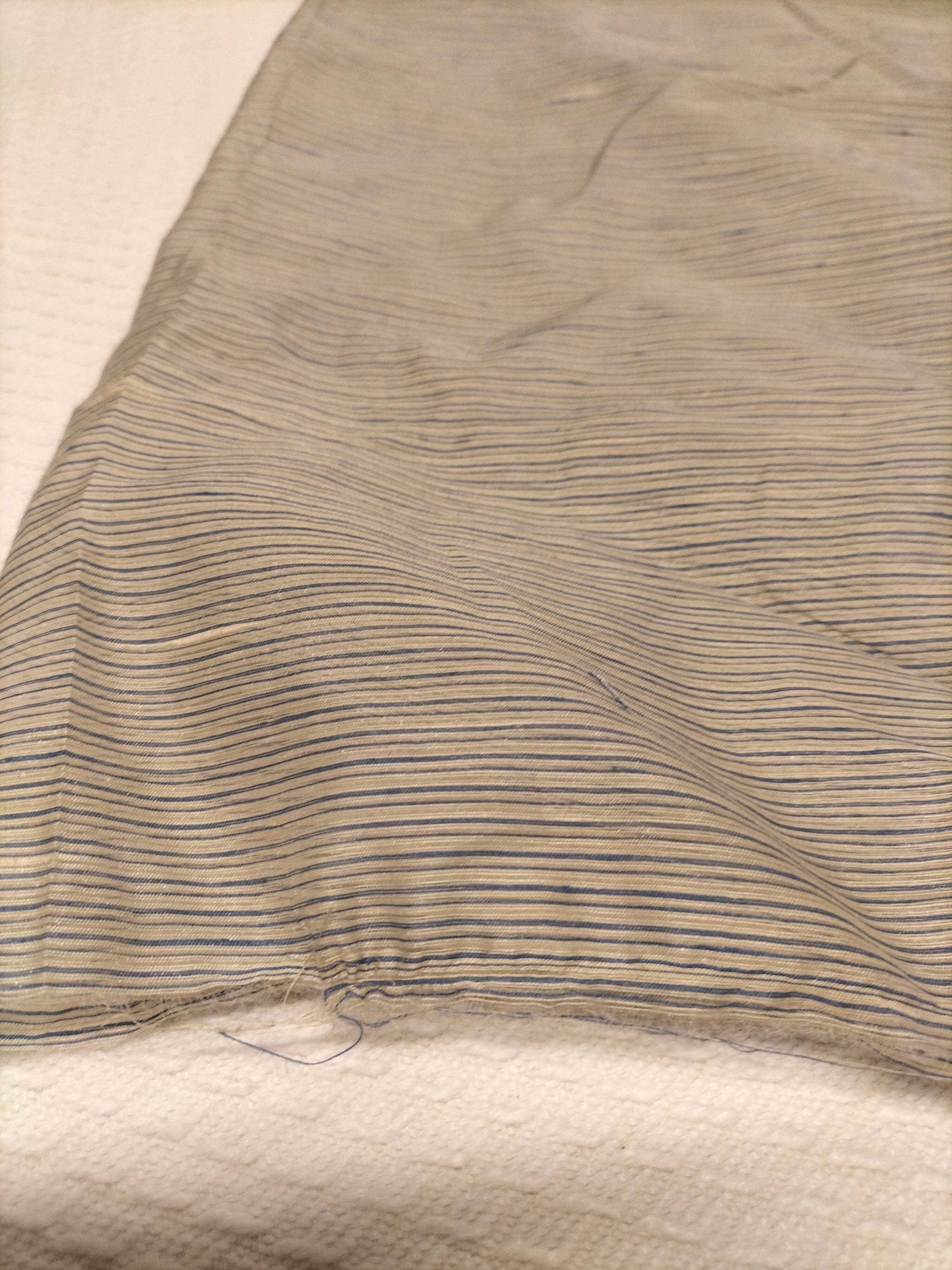 Tendone in organza grigia a righe blu - alto 320 cm