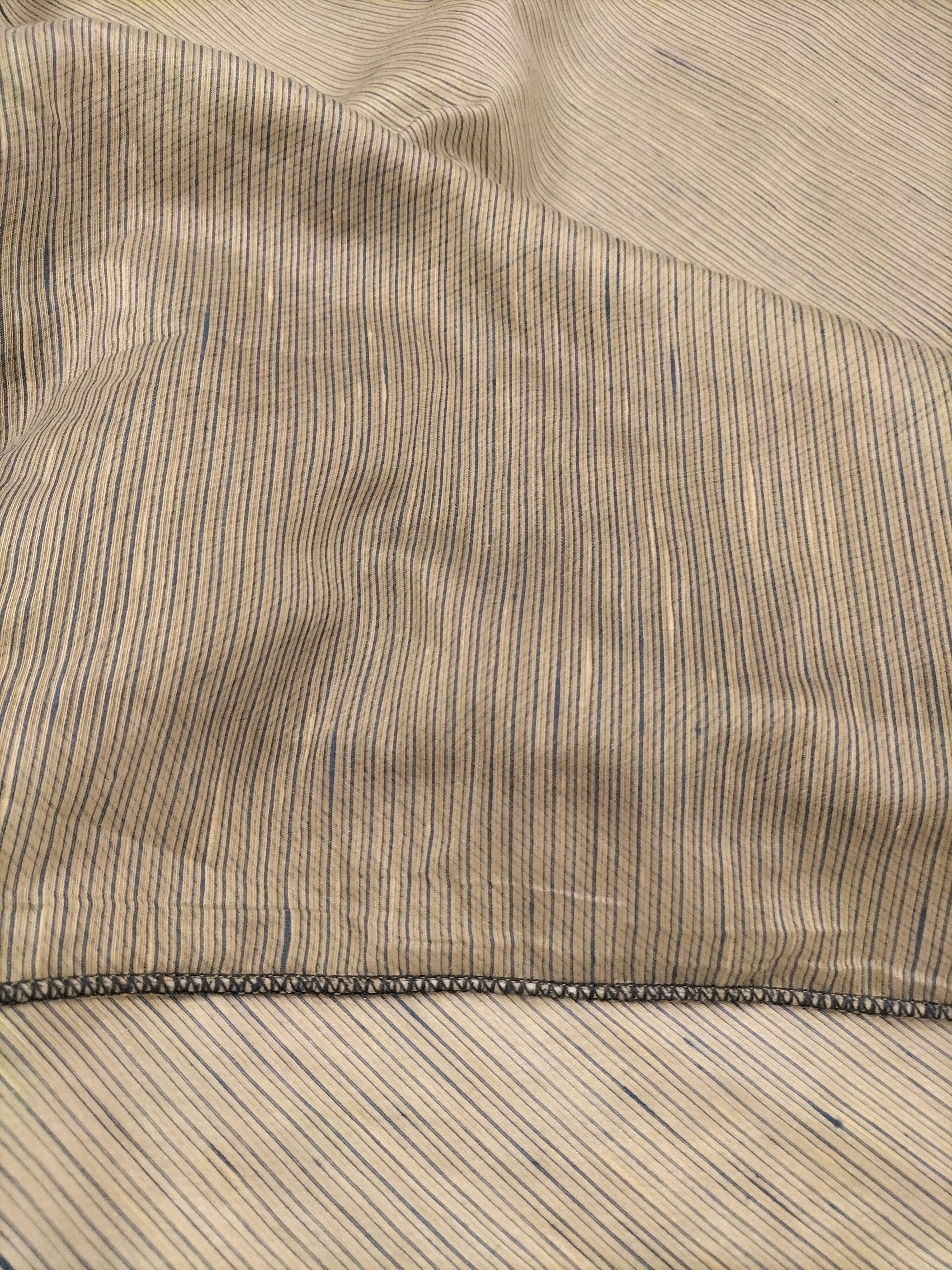 Tendone in organza grigia a righe blu - alto 320 cm