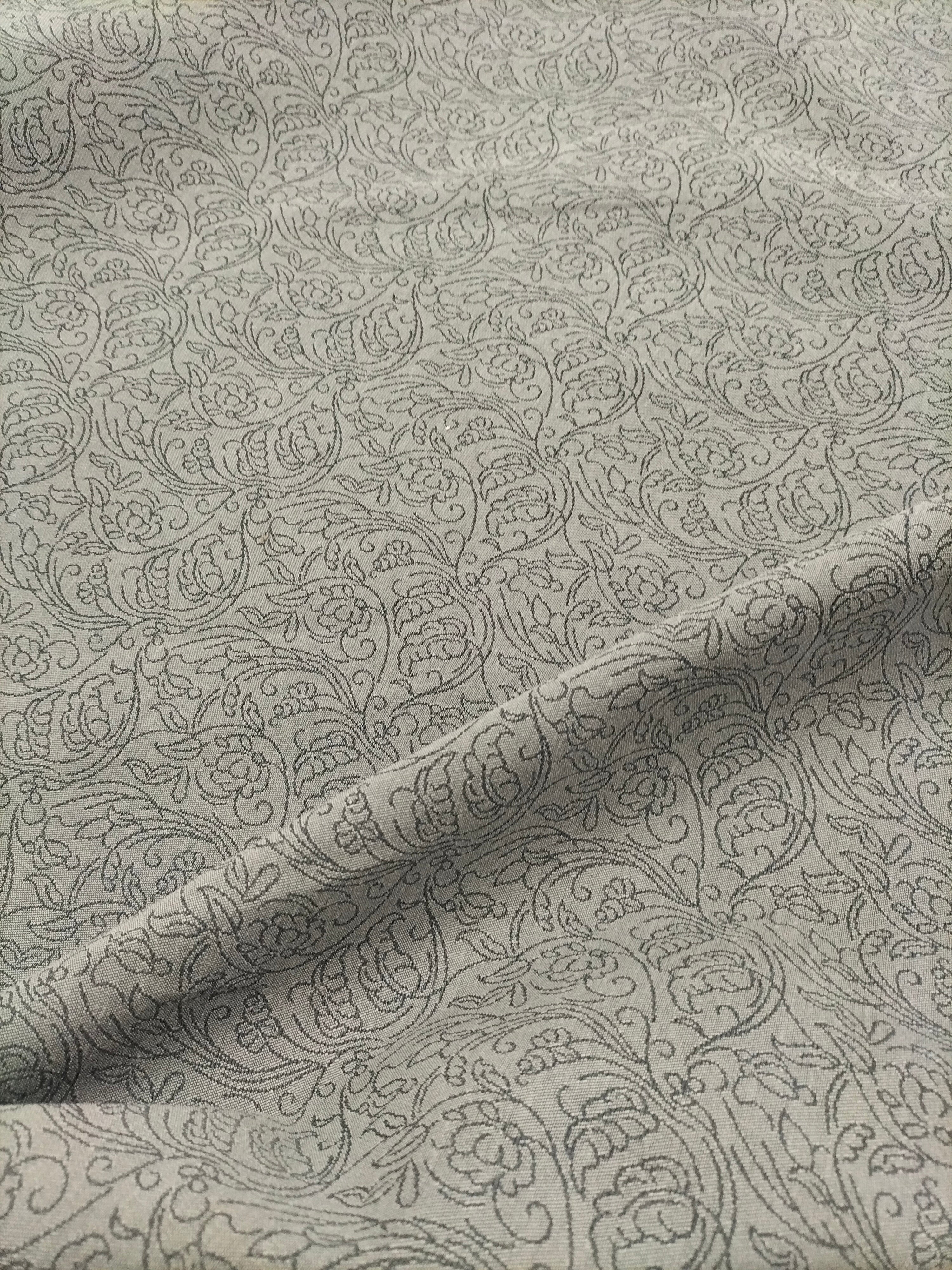 Tessuto d'arredo grigio in fantasia floreale - alto 310 cm