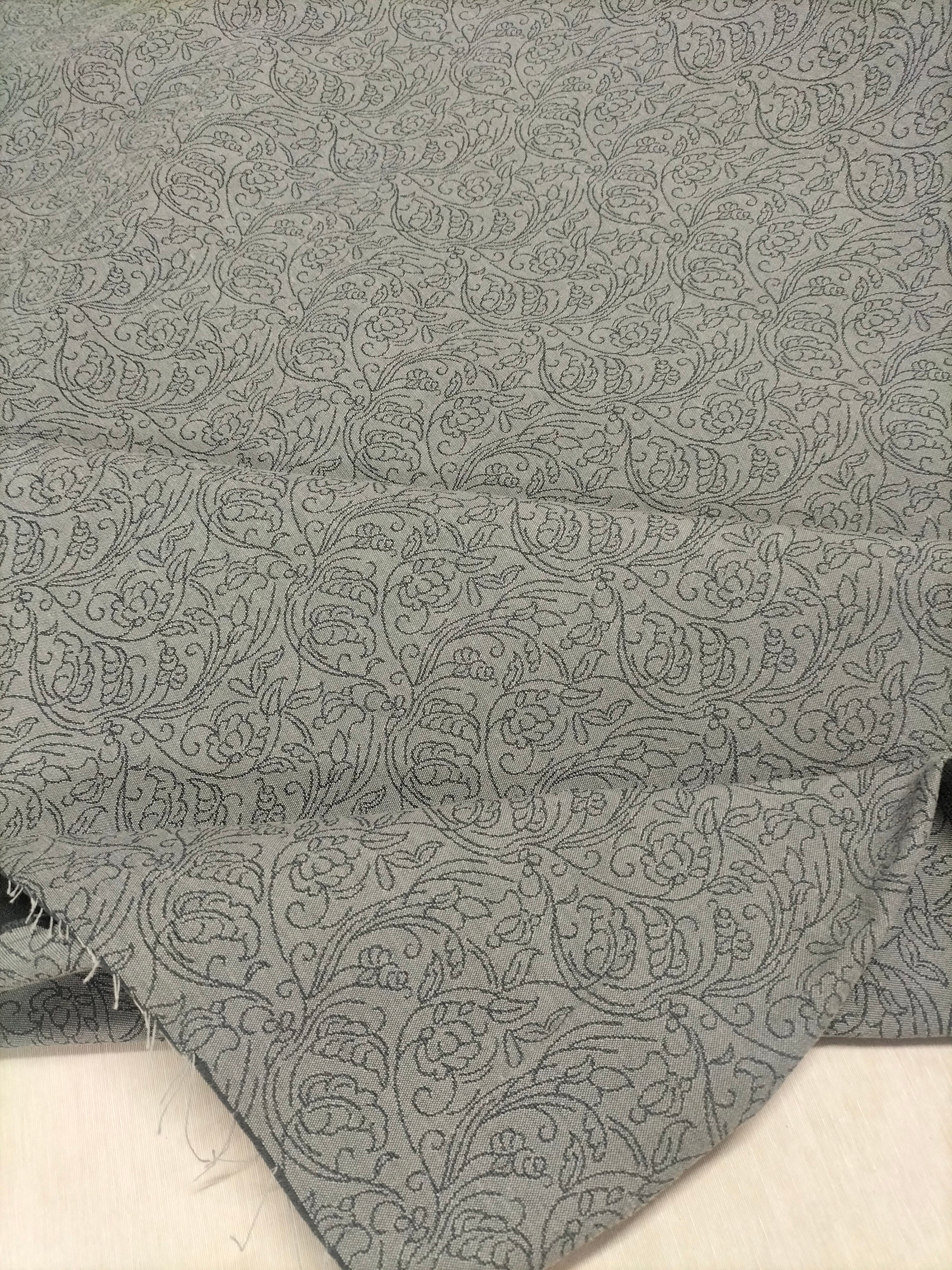 Tessuto d'arredo grigio in fantasia floreale - alto 310 cm