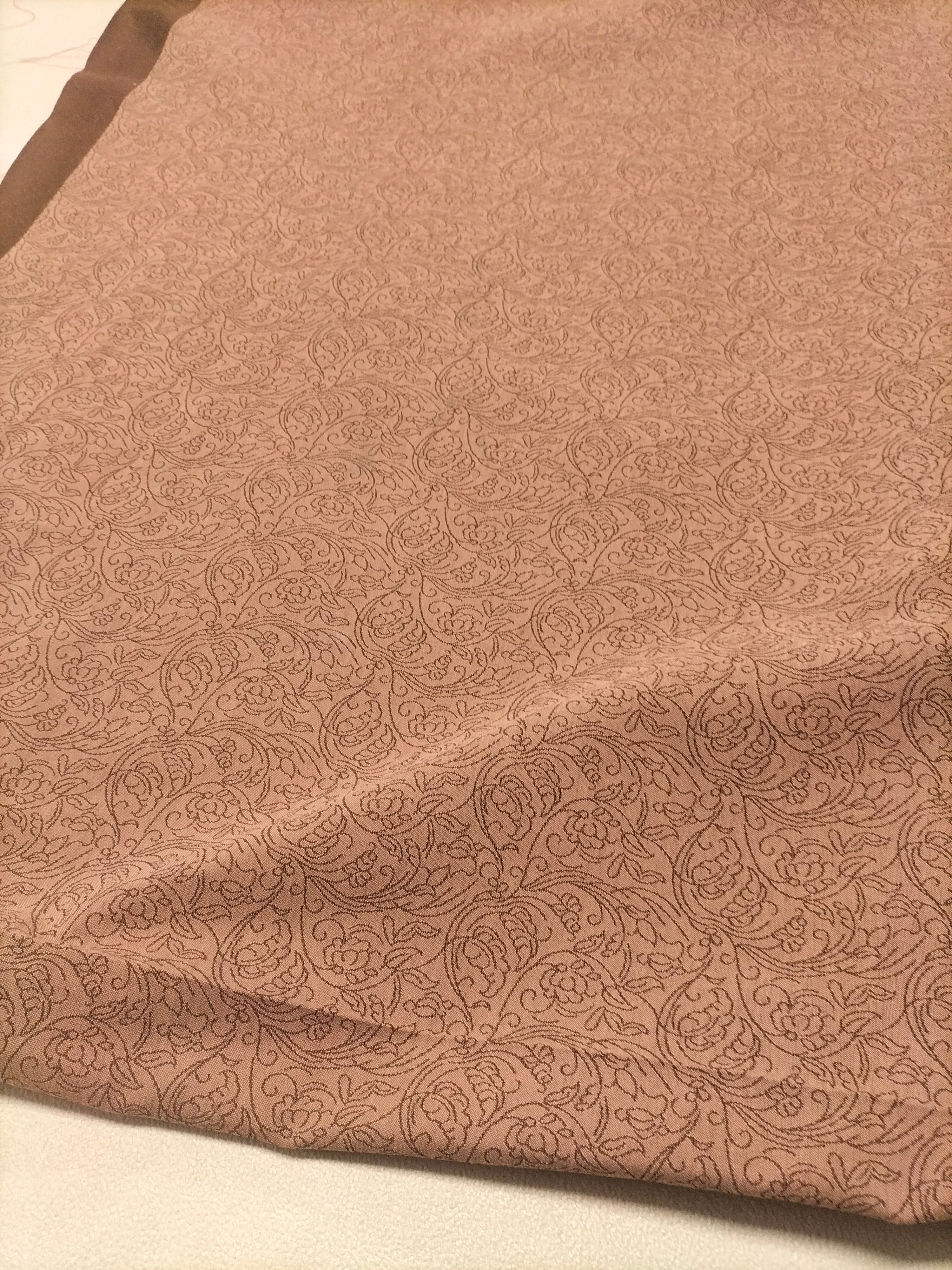 Tessuto d'arredo marrone chiaro in fantasia floreale - alto 310 cm