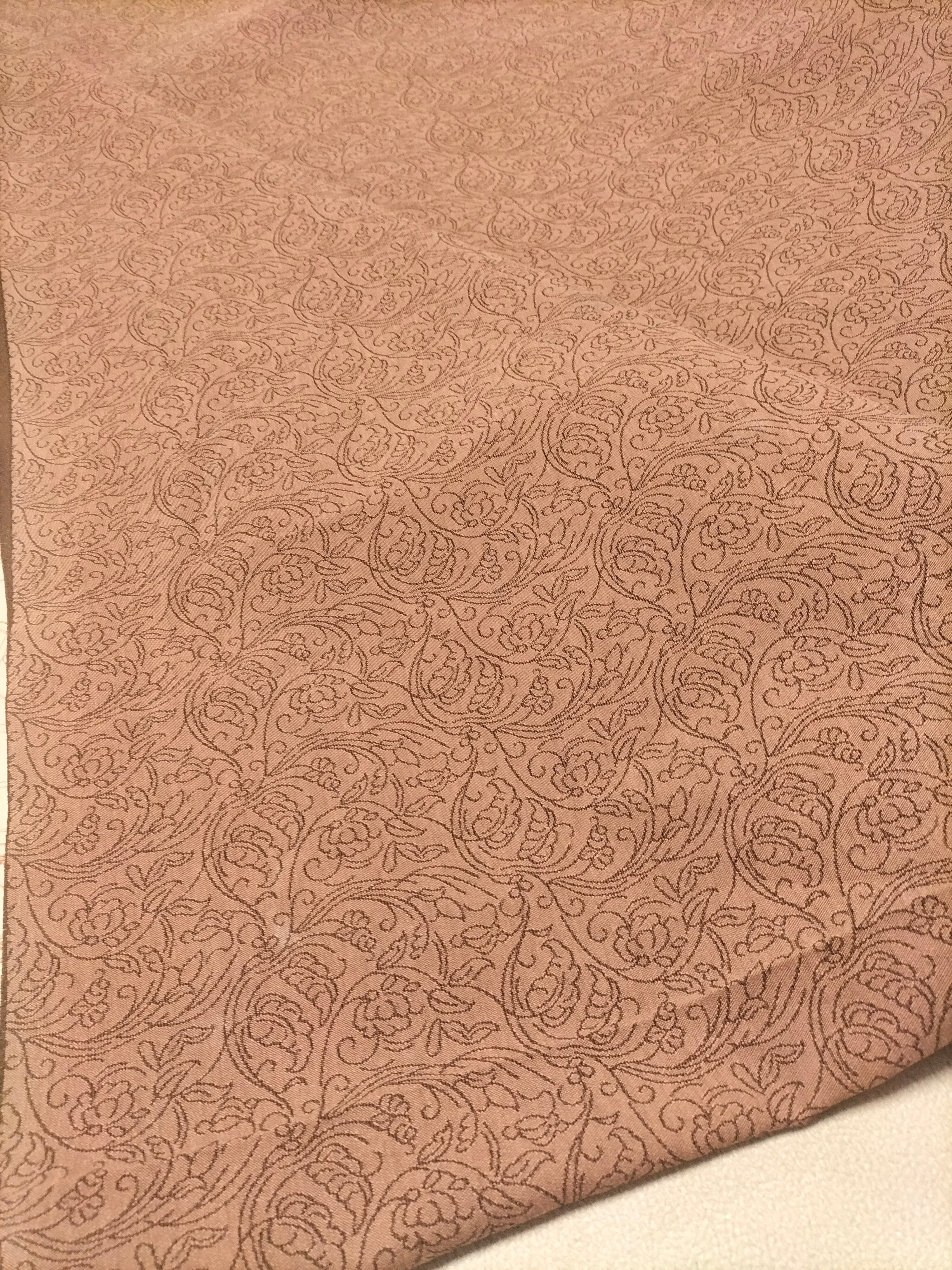 Tessuto d'arredo marrone chiaro in fantasia floreale - alto 310 cm