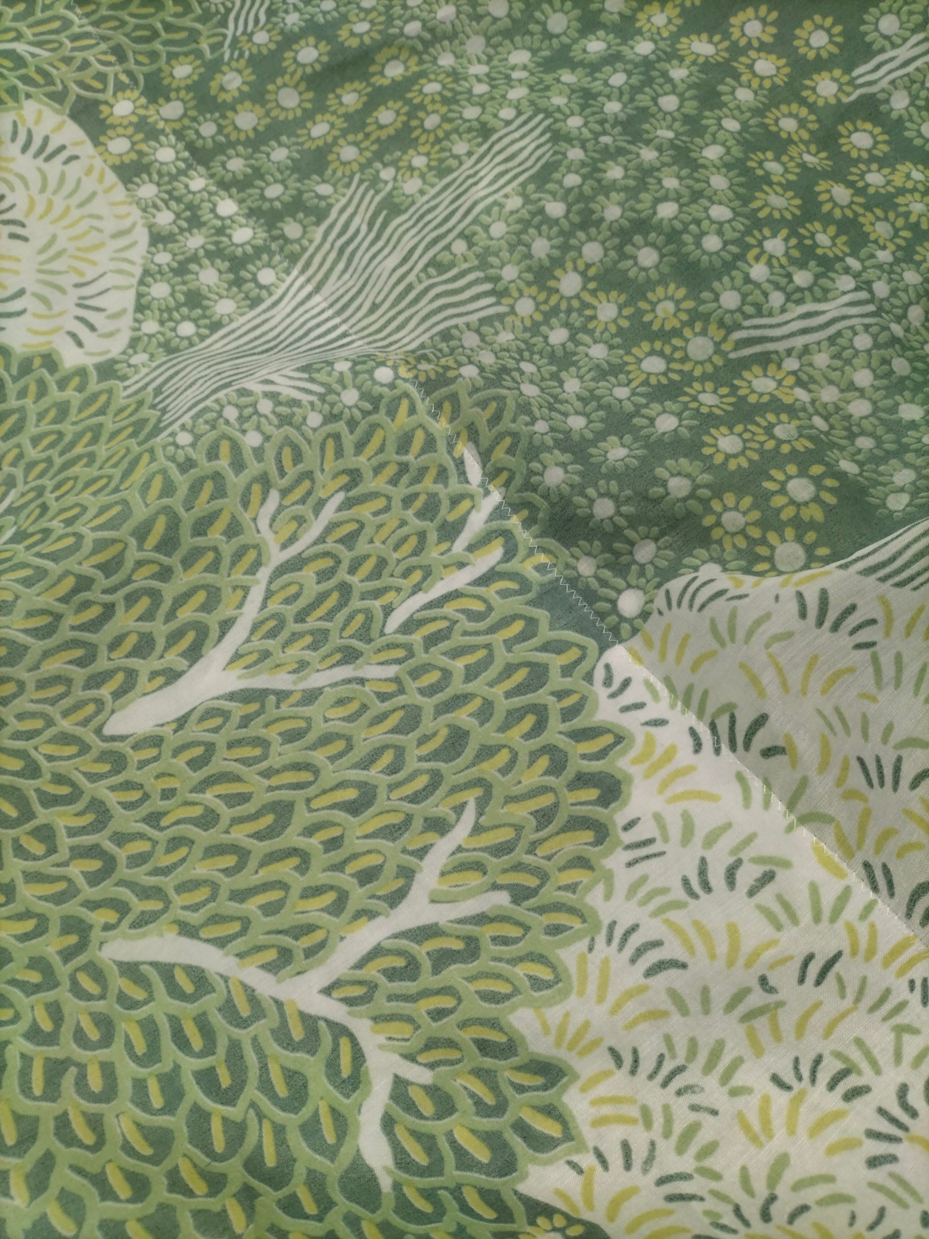 Tendone verde chiaro vintage Bassetti in fantasia - alto 300 cm