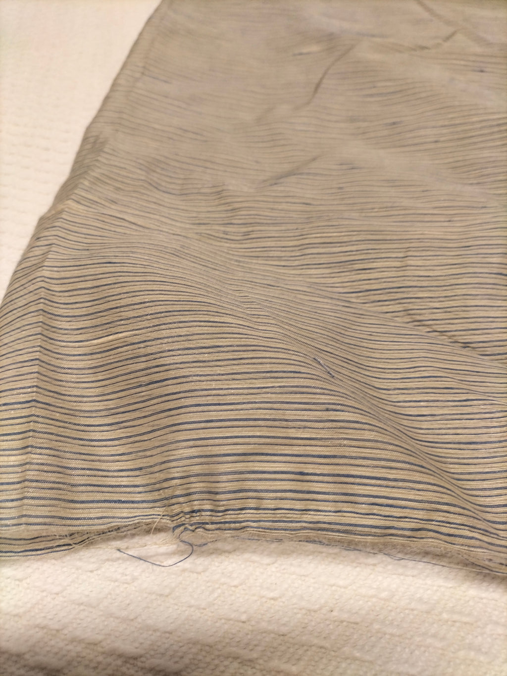 Tendone in organza grigia a righe blu - alto 320 cm