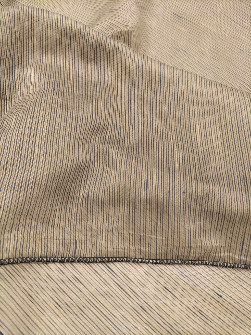 Tendone in organza grigia a righe blu - alto 320 cm