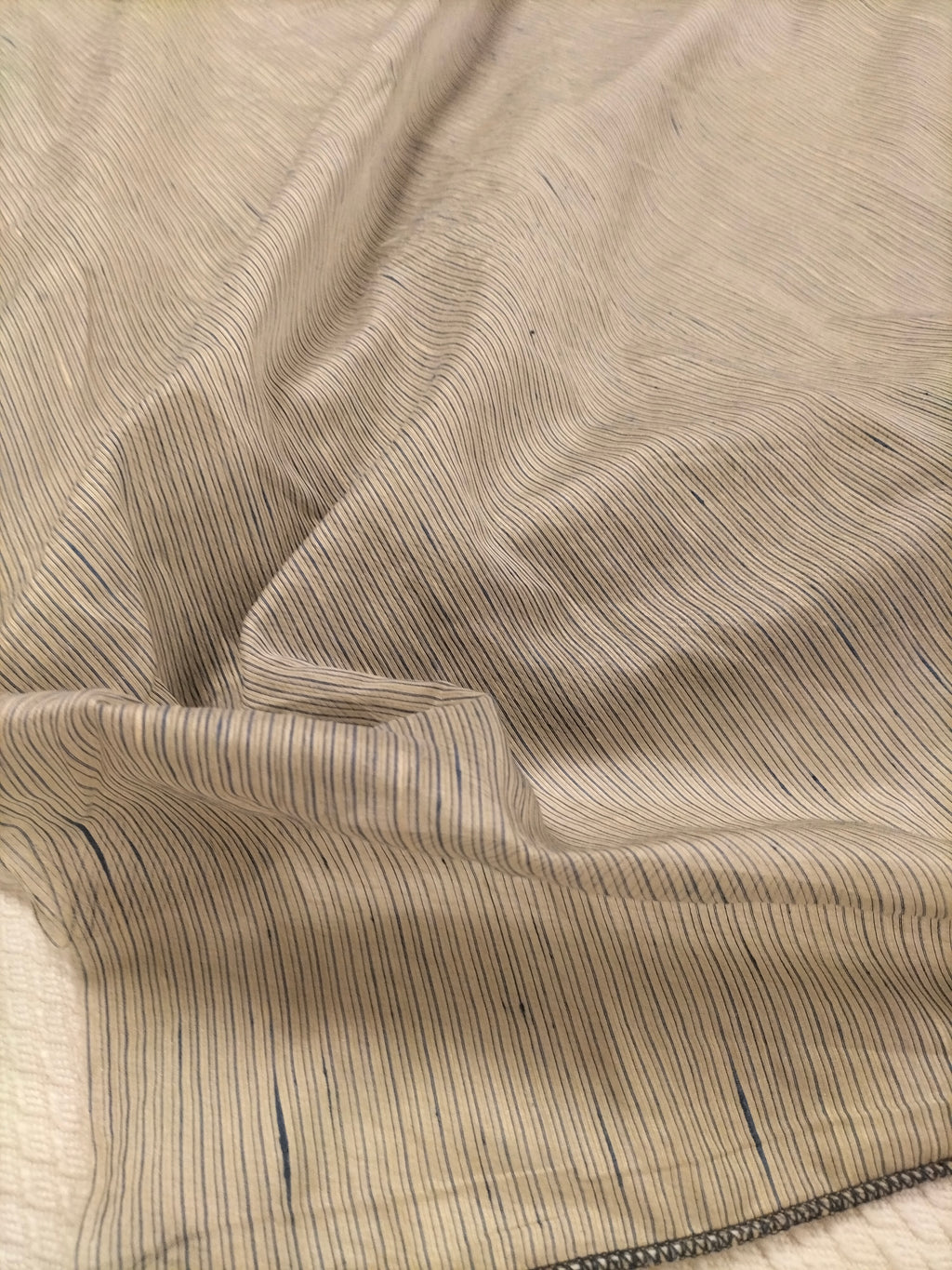 Tendone in organza grigia a righe blu - alto 320 cm