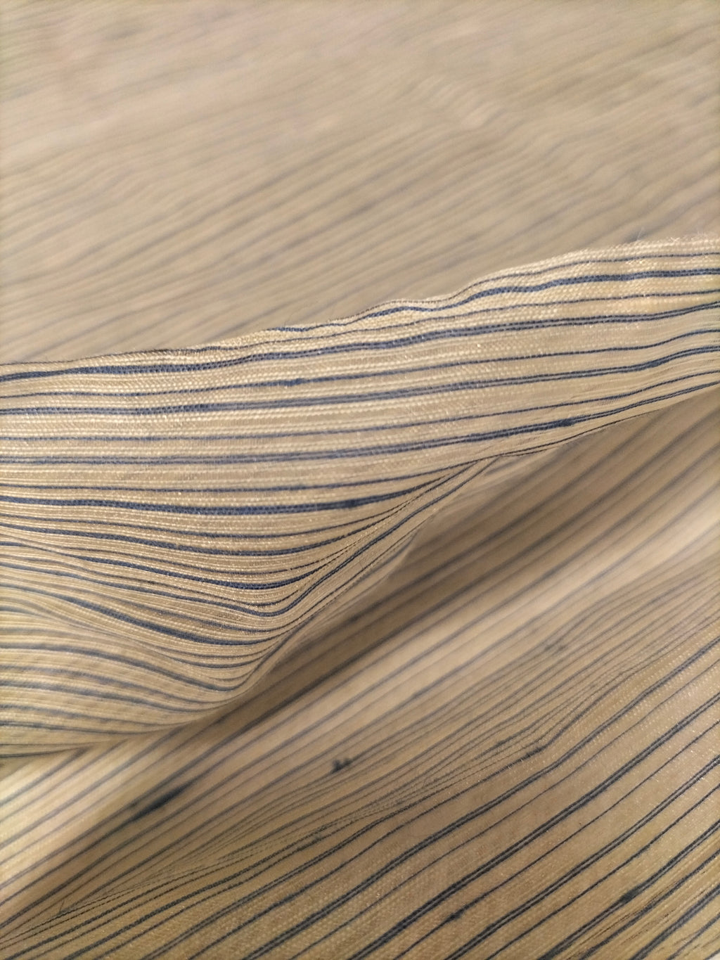 Tendone in organza grigia a righe blu - alto 320 cm