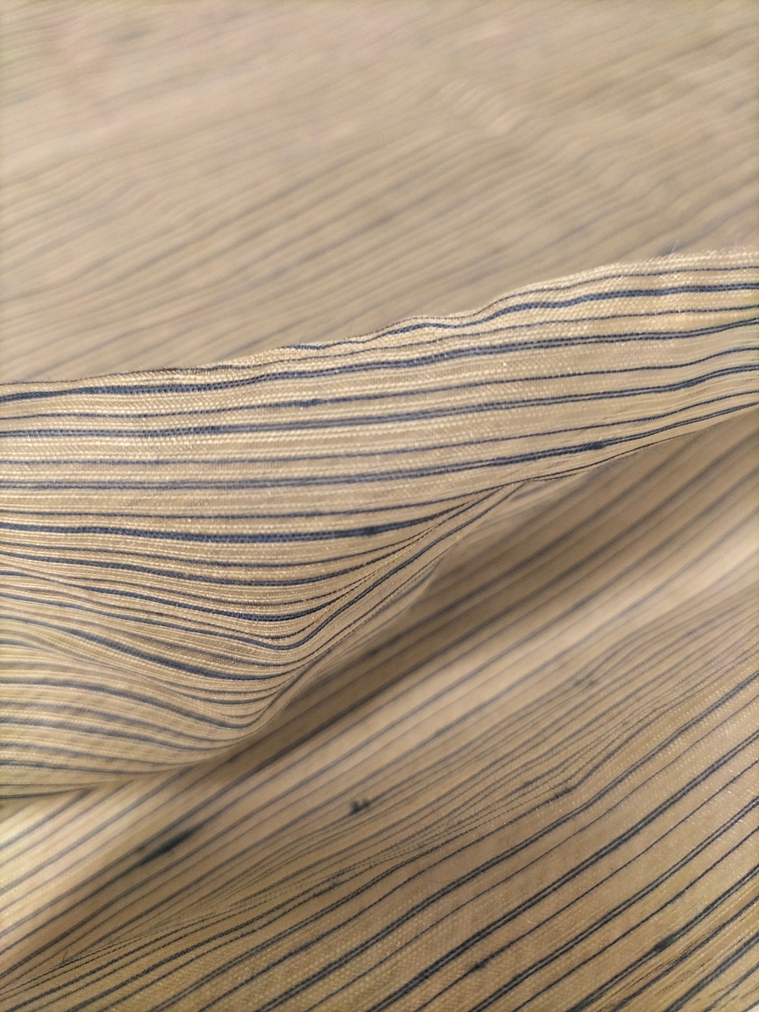 Tendone in organza grigia a righe blu - alto 320 cm