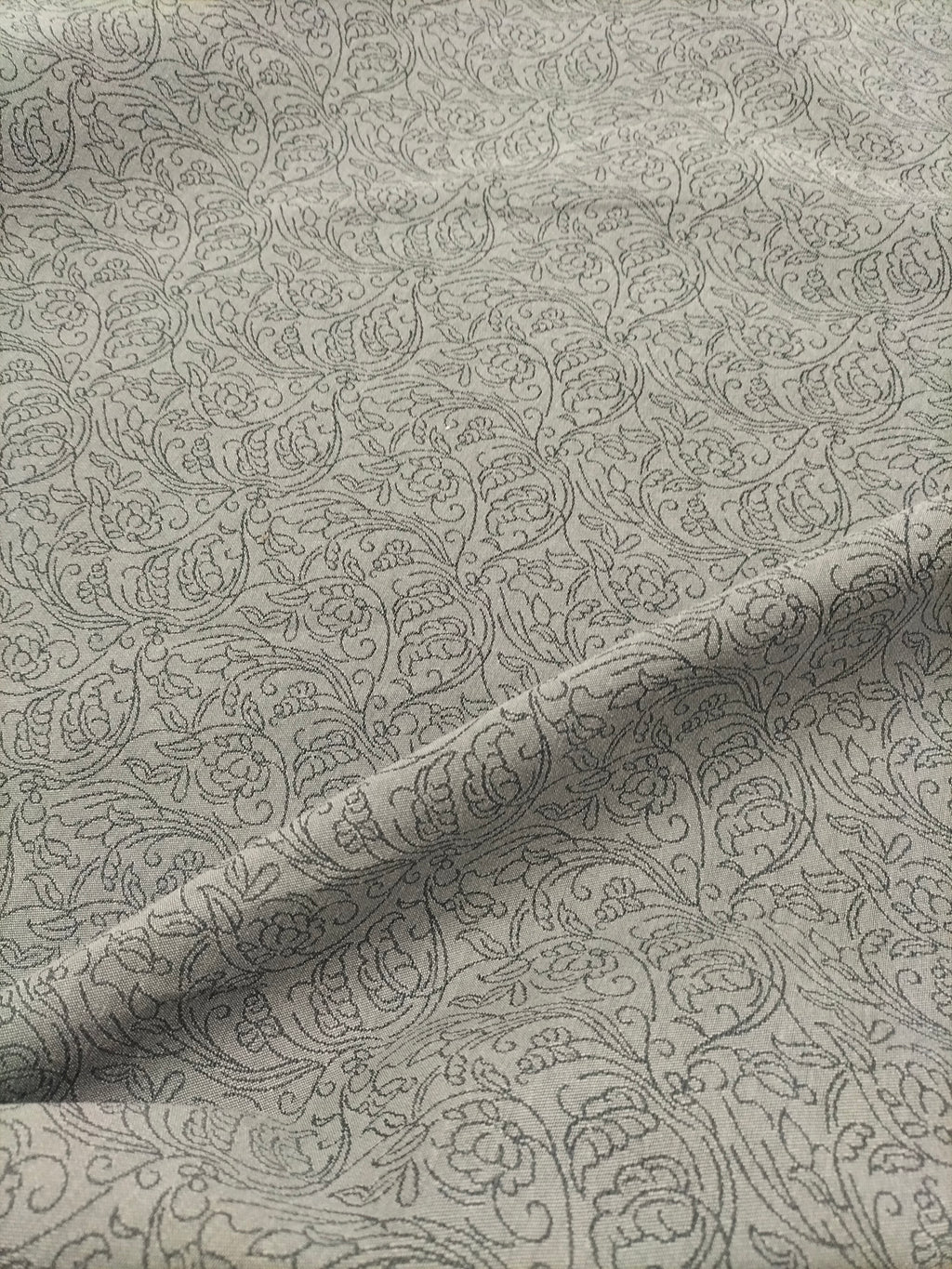 Tessuto d'arredo grigio in fantasia floreale - alto 310 cm