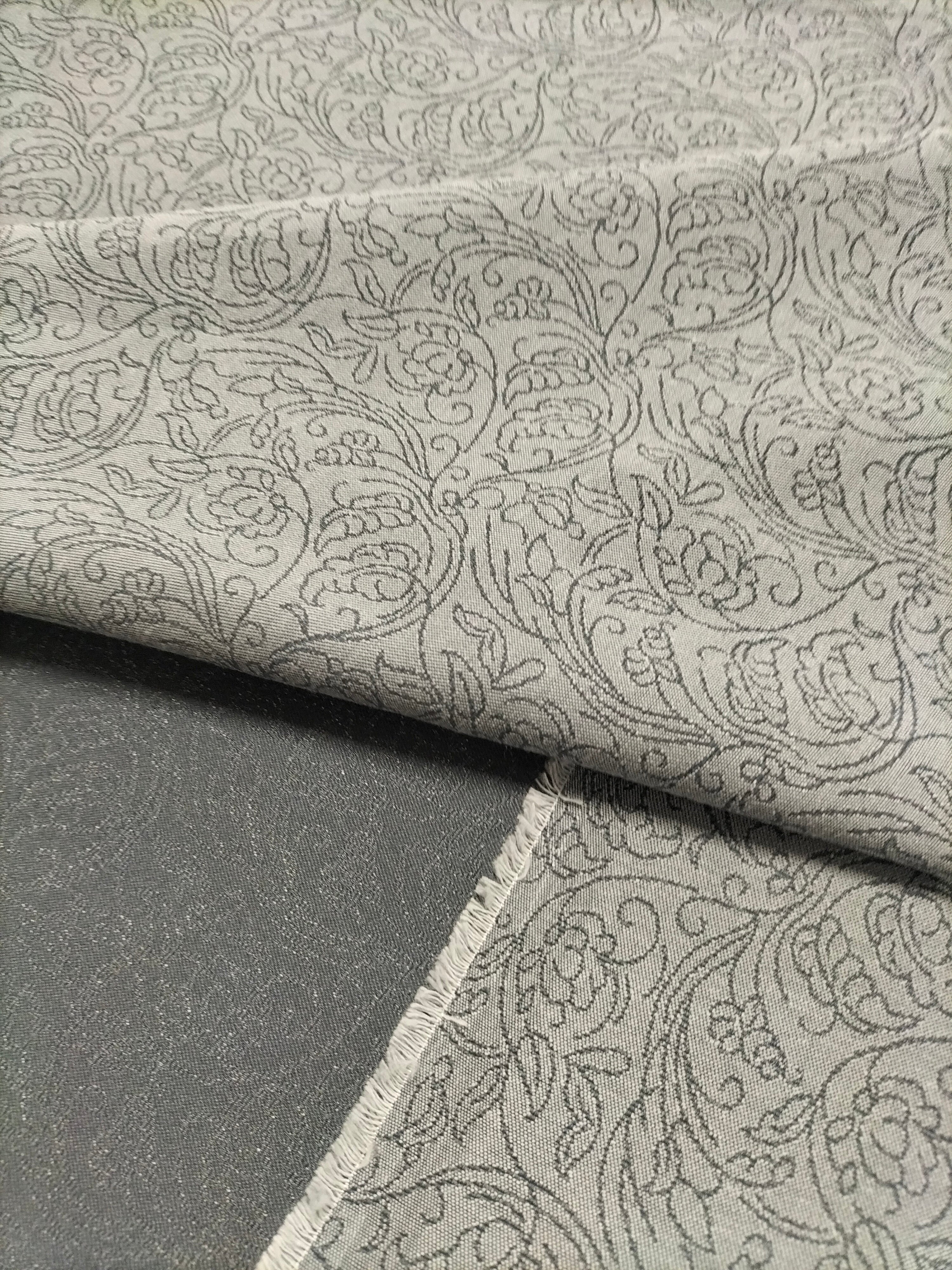 Tessuto d'arredo grigio in fantasia floreale - alto 310 cm