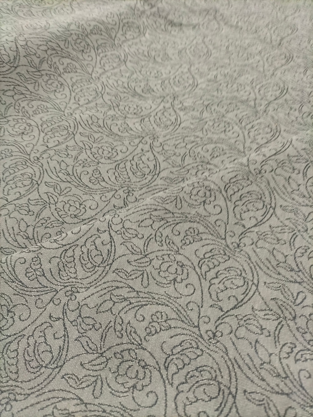 Tessuto d'arredo grigio in fantasia floreale - alto 310 cm