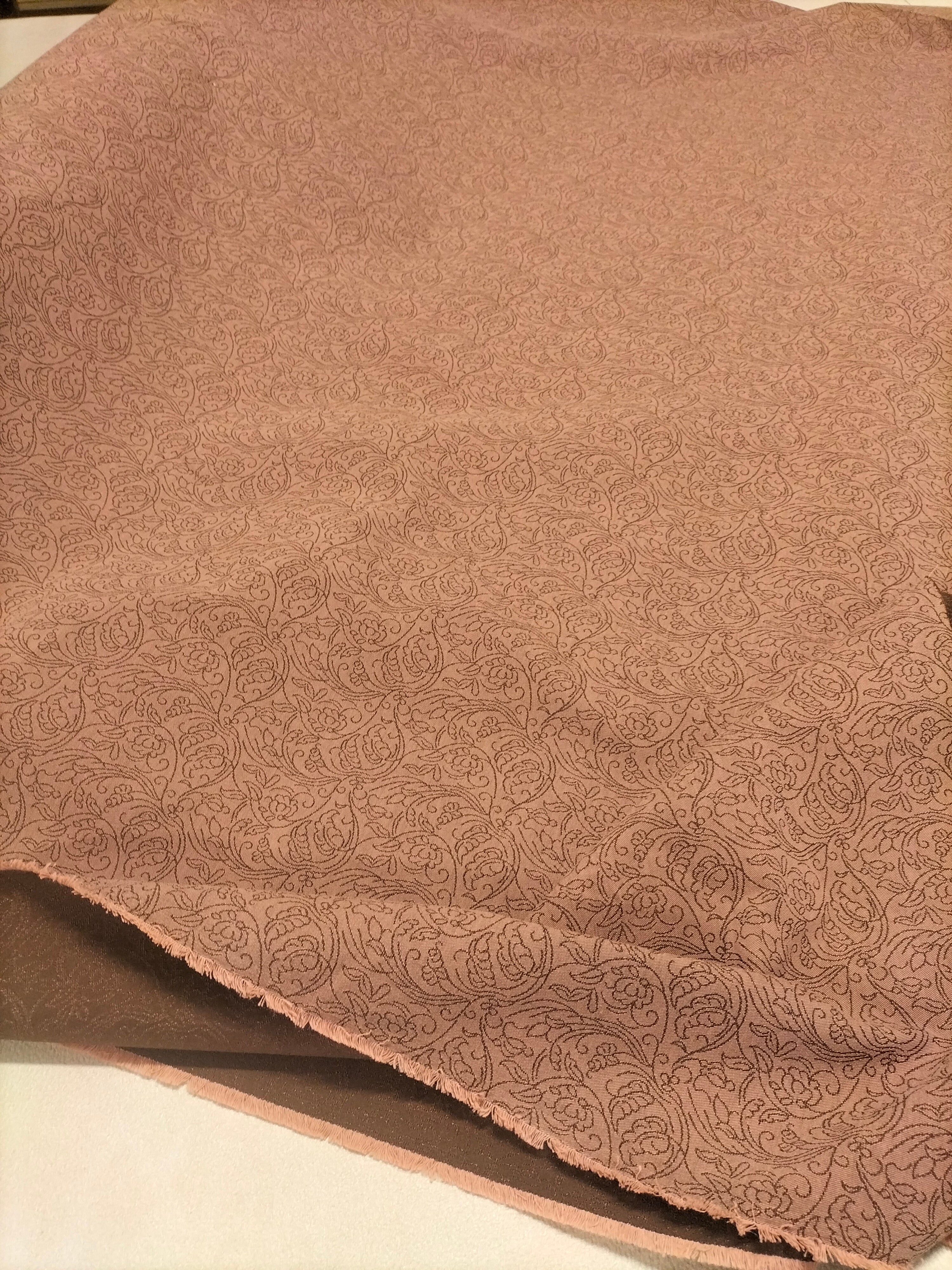 Tessuto d'arredo marrone chiaro in fantasia floreale - alto 310 cm