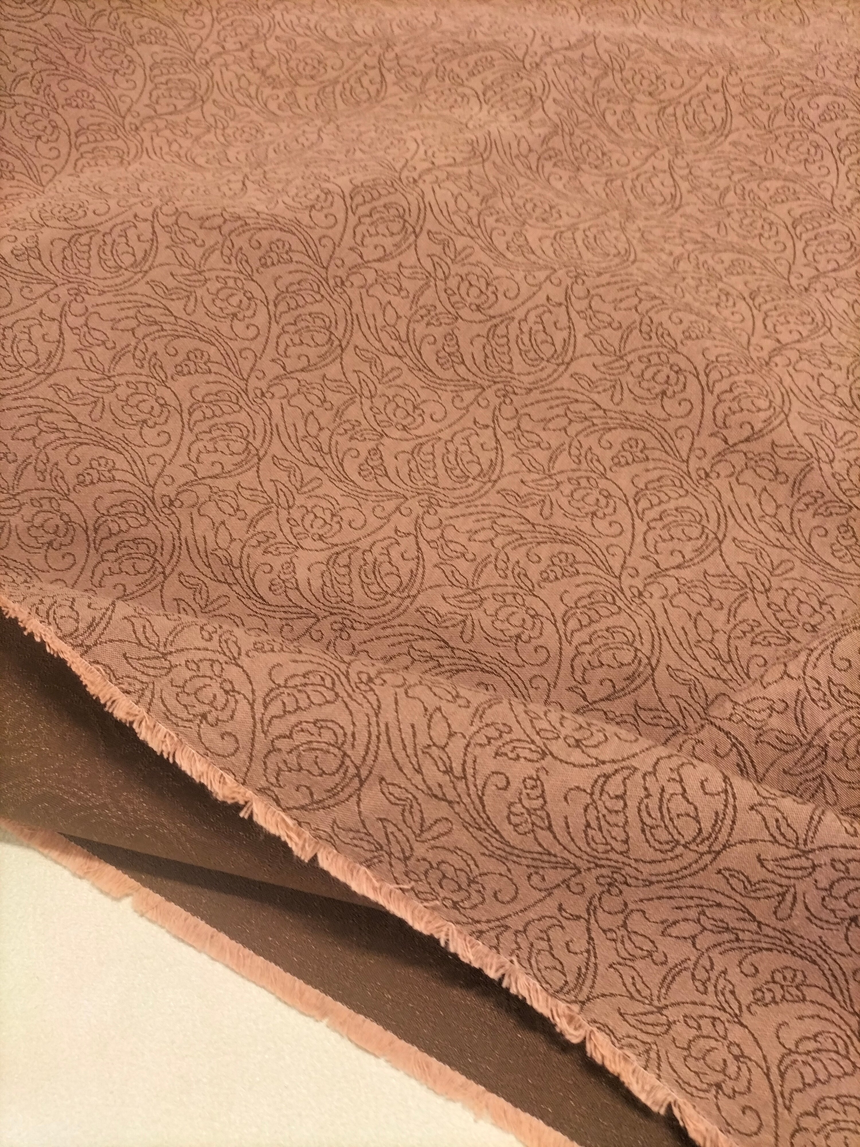 Tessuto d'arredo marrone chiaro in fantasia floreale - alto 310 cm