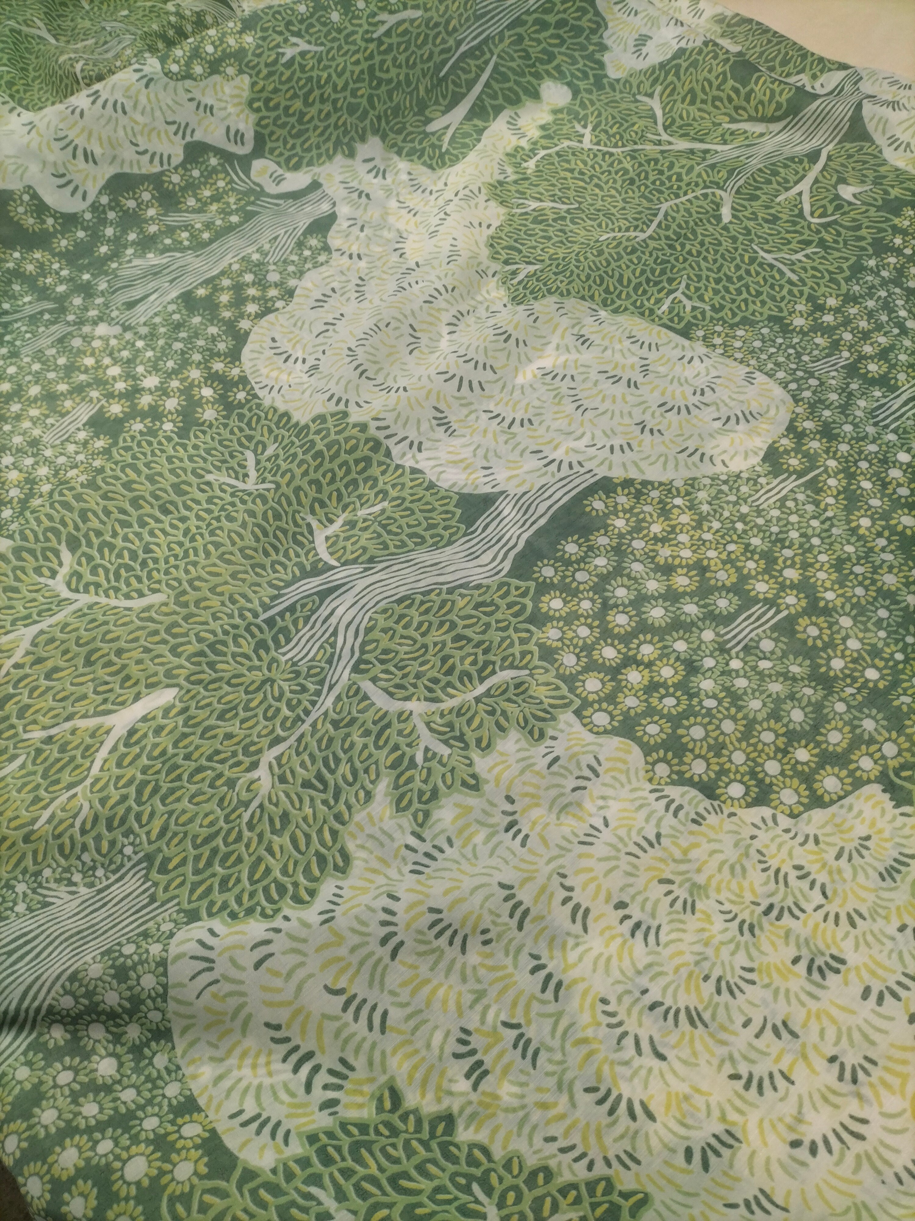 Tendone verde chiaro vintage Bassetti in fantasia - alto 300 cm