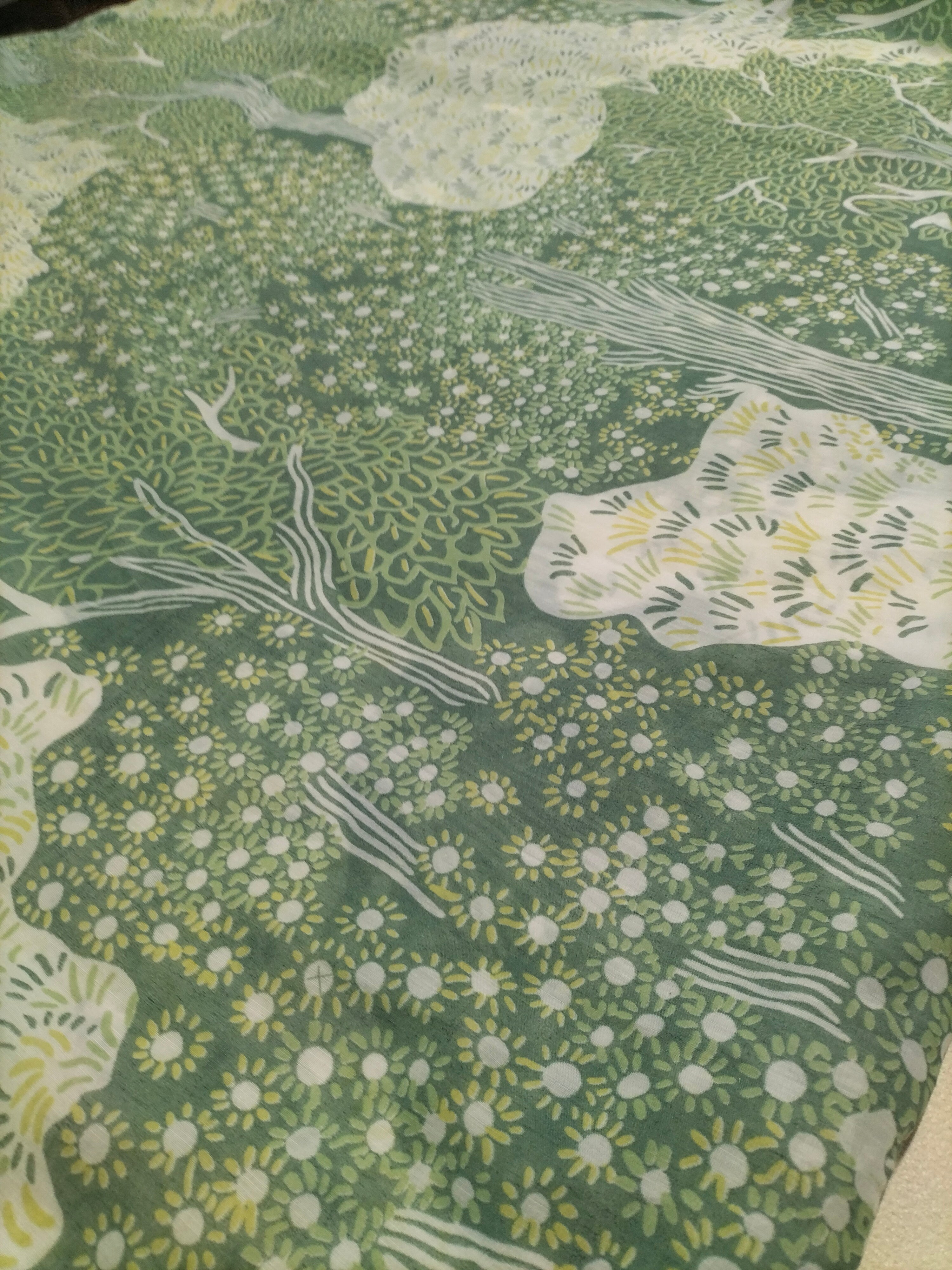 Tendone verde chiaro vintage Bassetti in fantasia - alto 300 cm