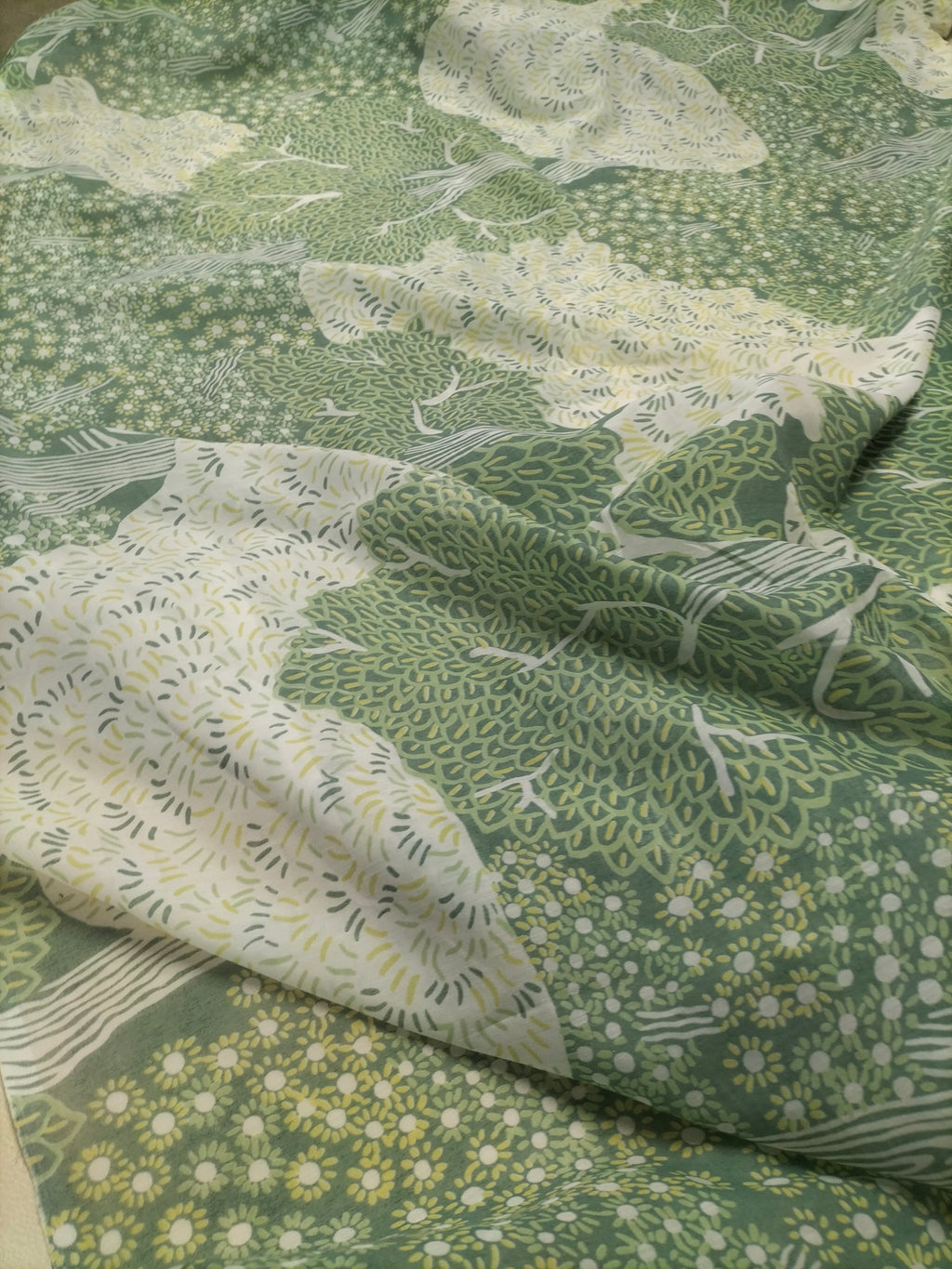 Tendone verde chiaro vintage Bassetti in fantasia - alto 300 cm