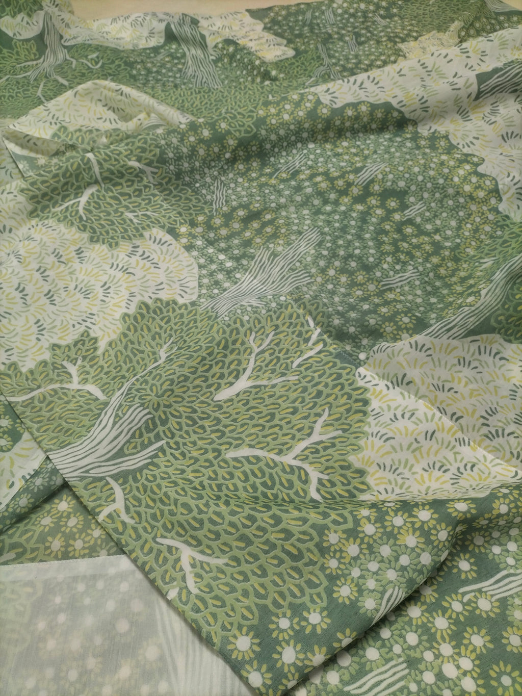 Tendone verde chiaro vintage Bassetti in fantasia - alto 300 cm