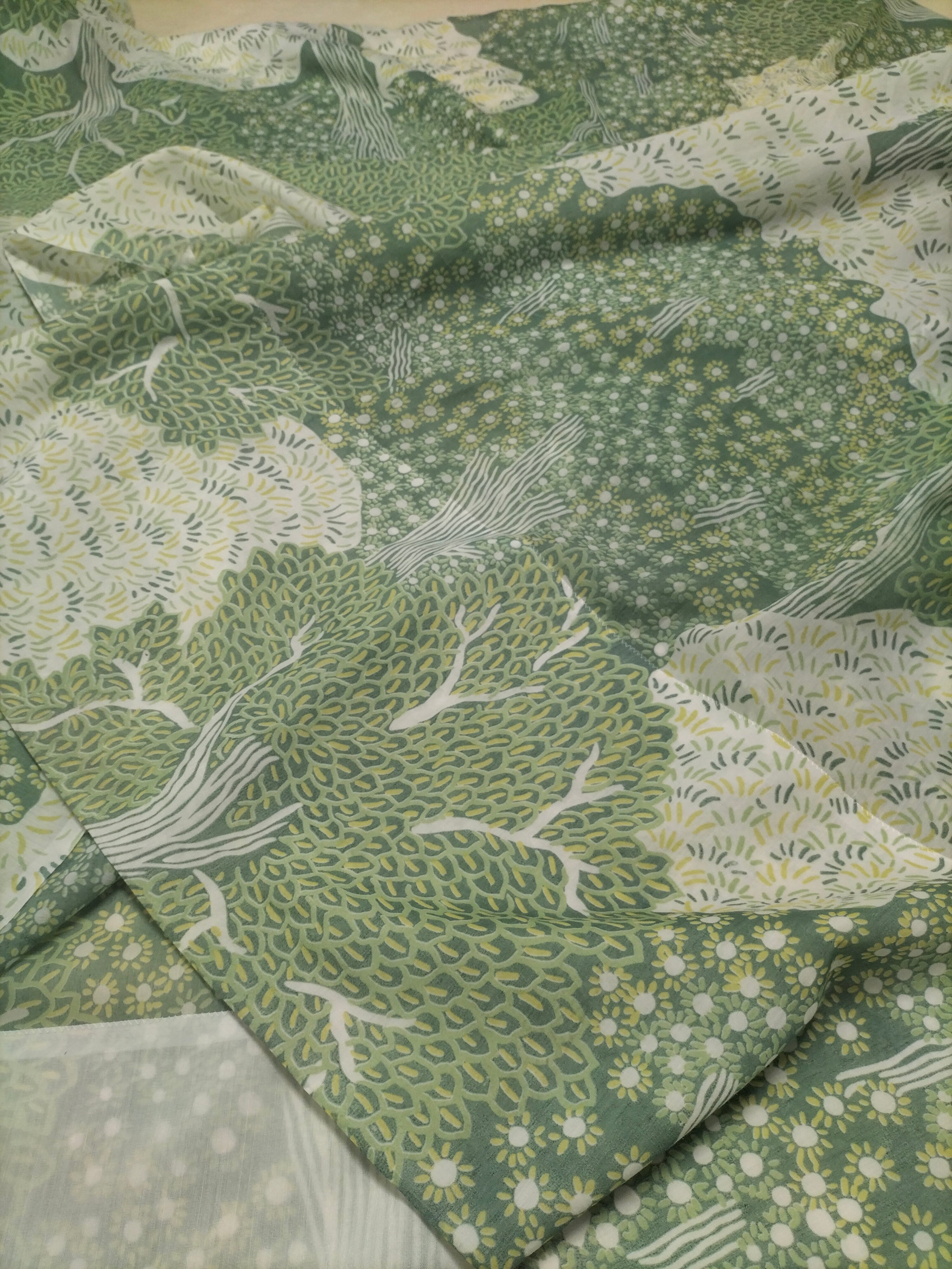 Tendone verde chiaro vintage Bassetti in fantasia - alto 300 cm